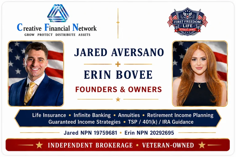 Jared Aversano and Erin Bovee, founders and owners of veteran-owned First Freedom Life
