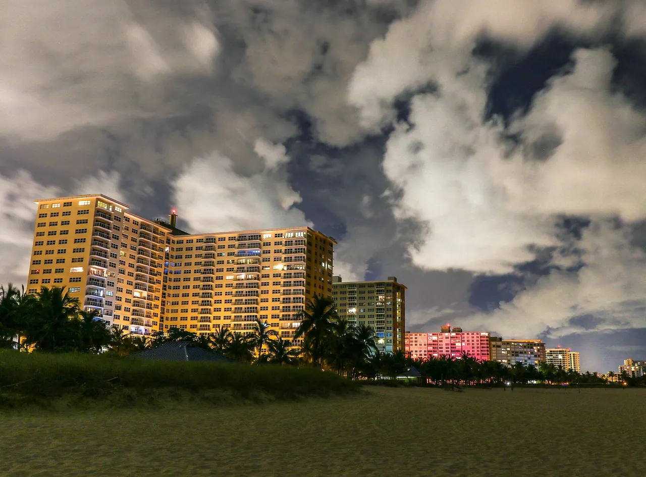 Pompano Beach shoreline at night in 2016.